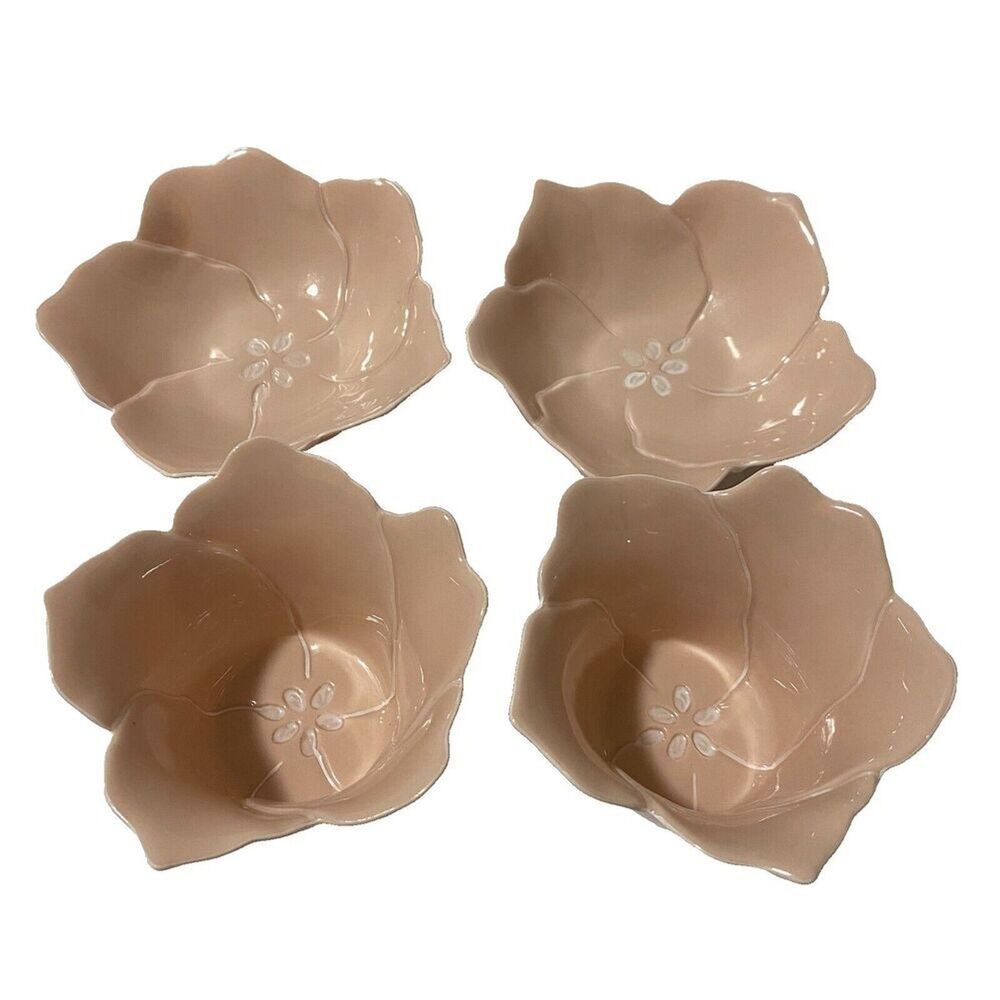 Partylite Candle Holder Votive Pink Flower Petals Tea‎ Light 4 pieces